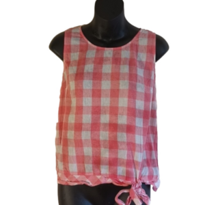 J Crew sleeveless  plaid red and white linen blend top.Size 2. Great for Spring!